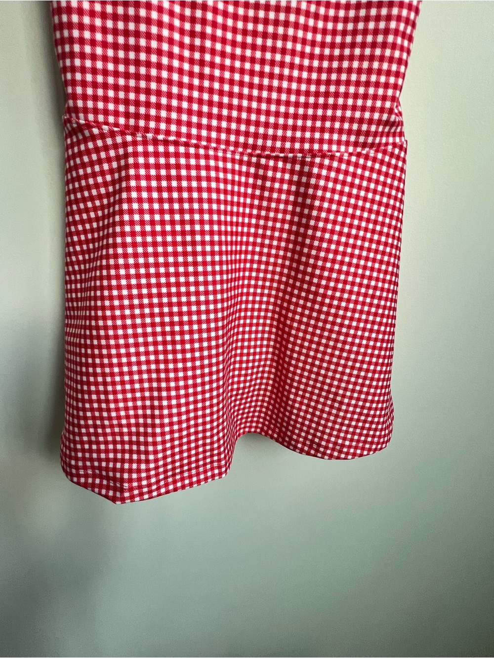 Abercrombie YPB sculptLUX Squareneck Active Dress Red Gingham Picnic skort - Picture 5 of 11